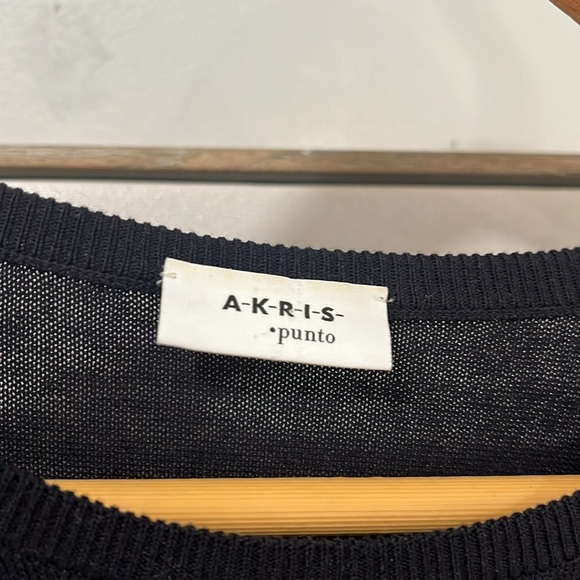 AKRIS Punto Crew Neck Mixed Media Long Sleeve Sweater Top, size 12 - Picture 9 of 13